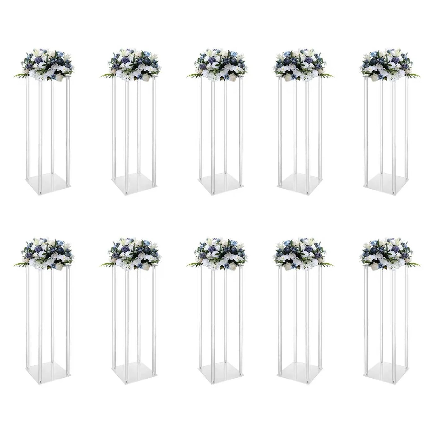 10Pcs Acrylic Vase Wedding Centerpieces Free Standing Clear Columns