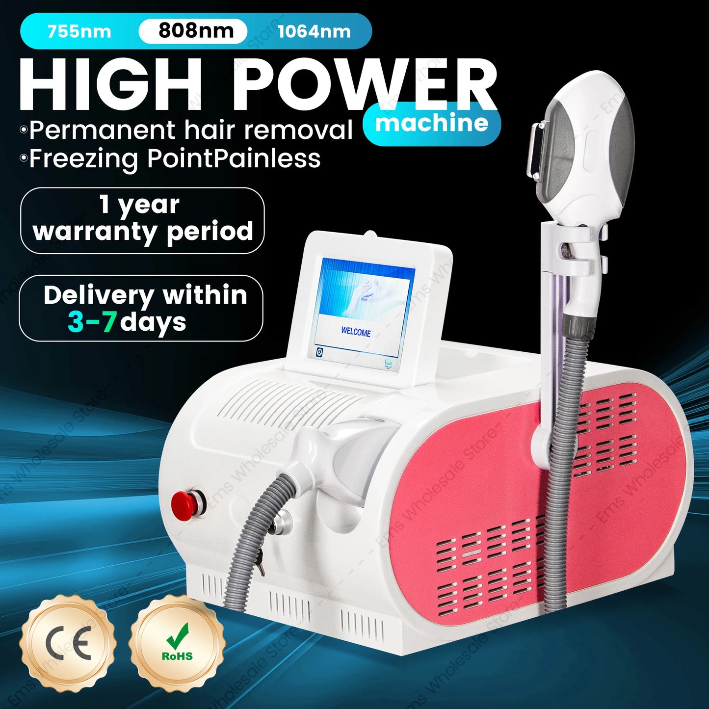 MYOSLIM OPT 3-Wavelength Portable Laser Hair Removal System