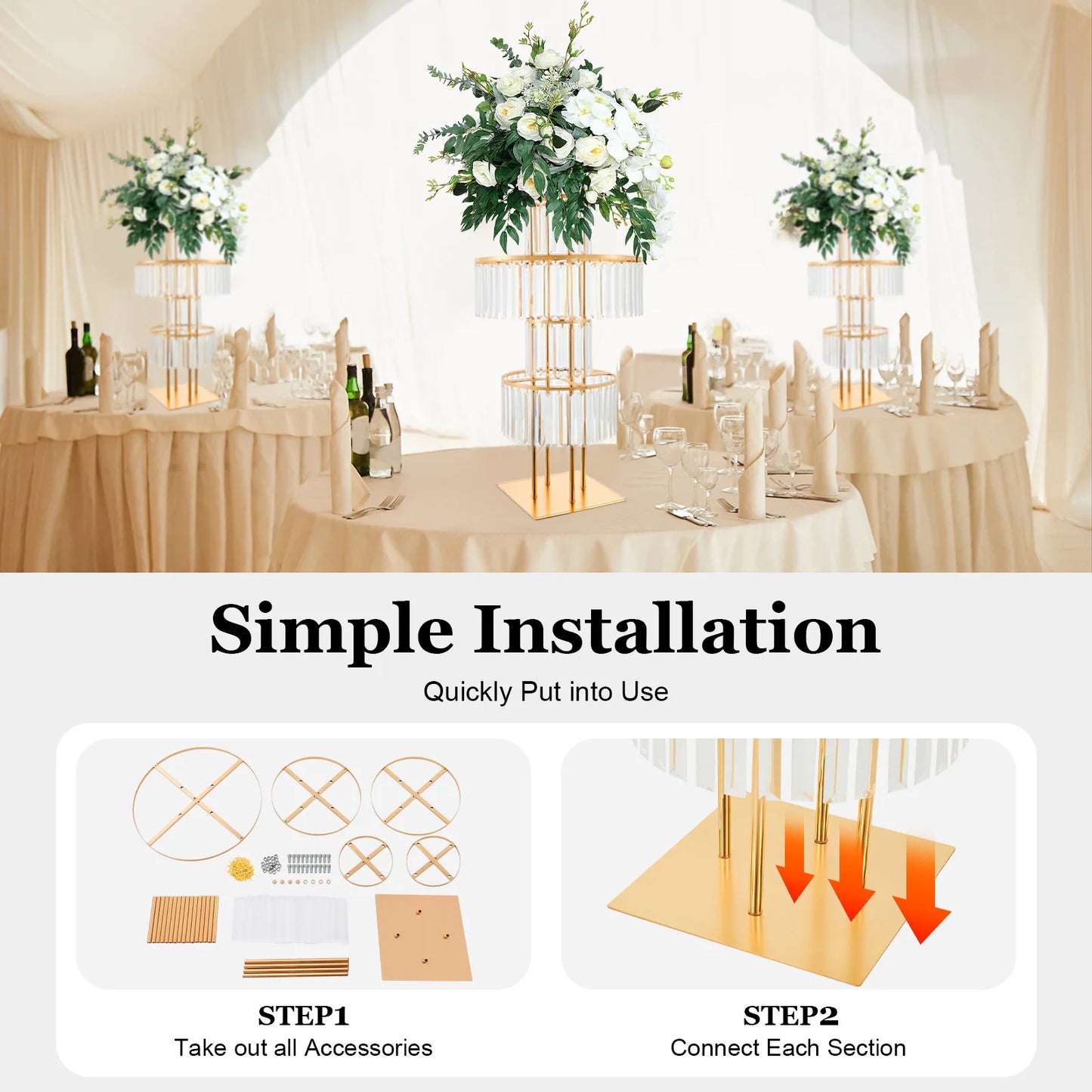 5 Tier Wedding Centerpiece Flower Stand For Acrylic Crystal Display
