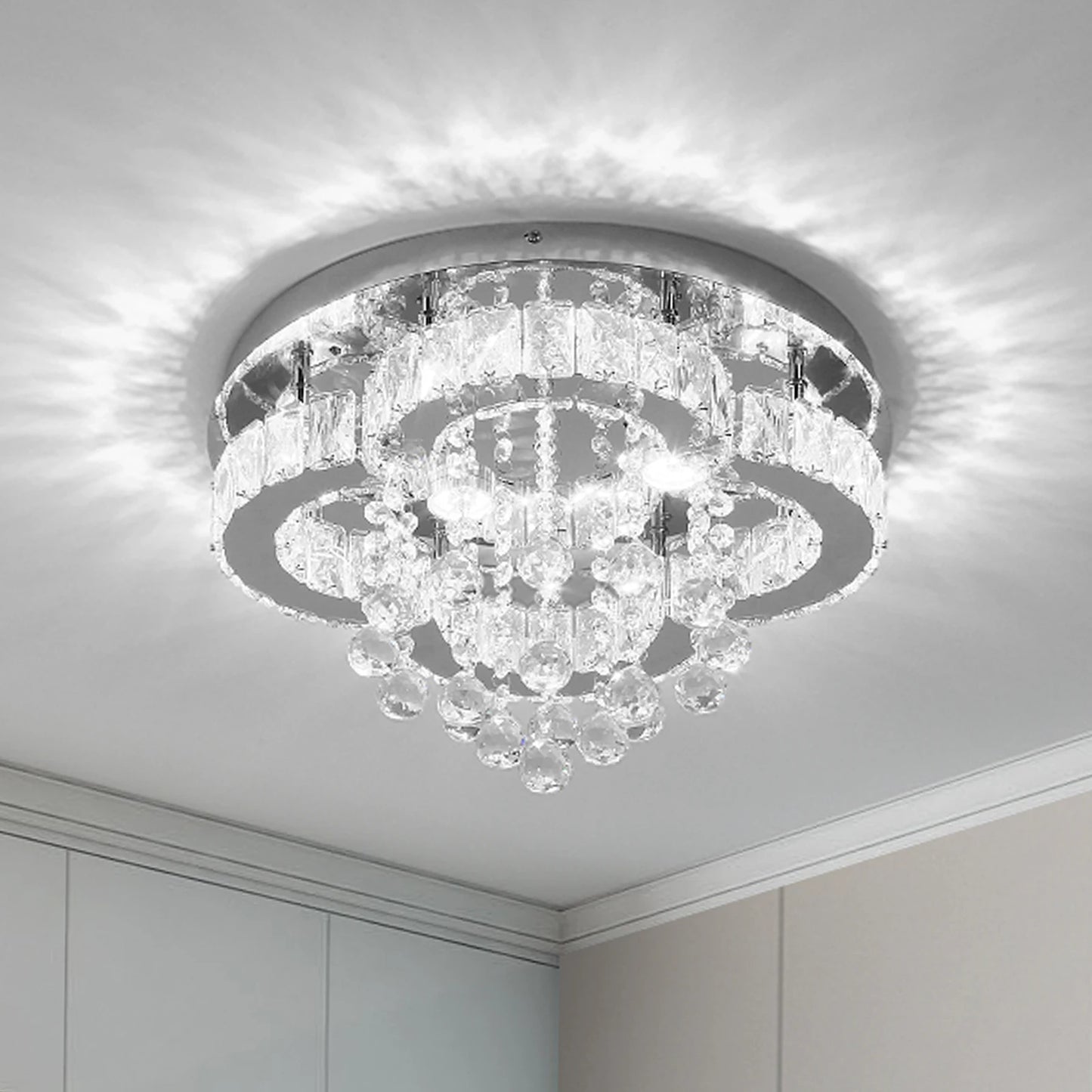 VETRULUS Crystal Chandelier Pendant LED Ceiling Lamp For Living Room
