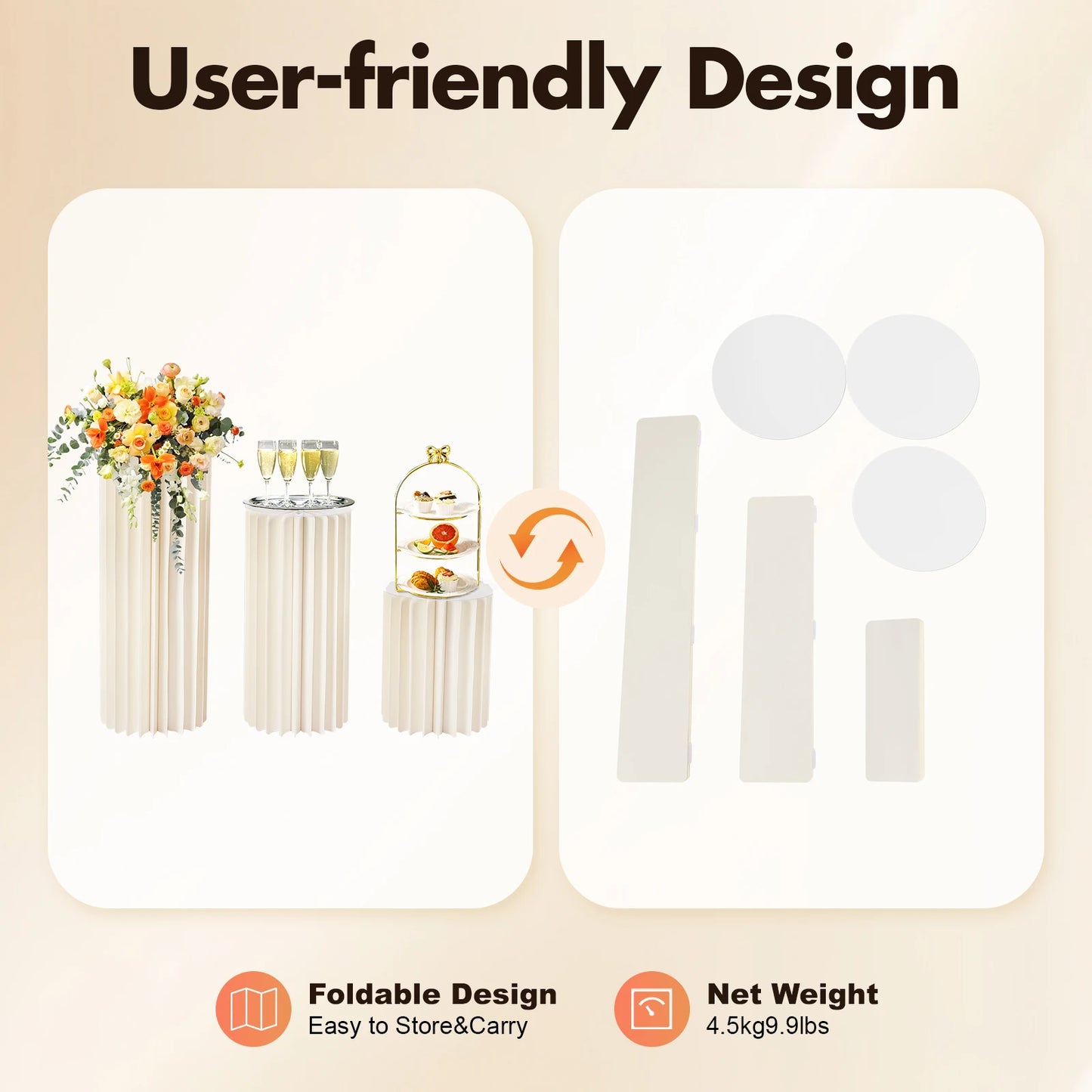 Foldable Cardboard Flower Stands Set for Wedding Centerpieces and Decor