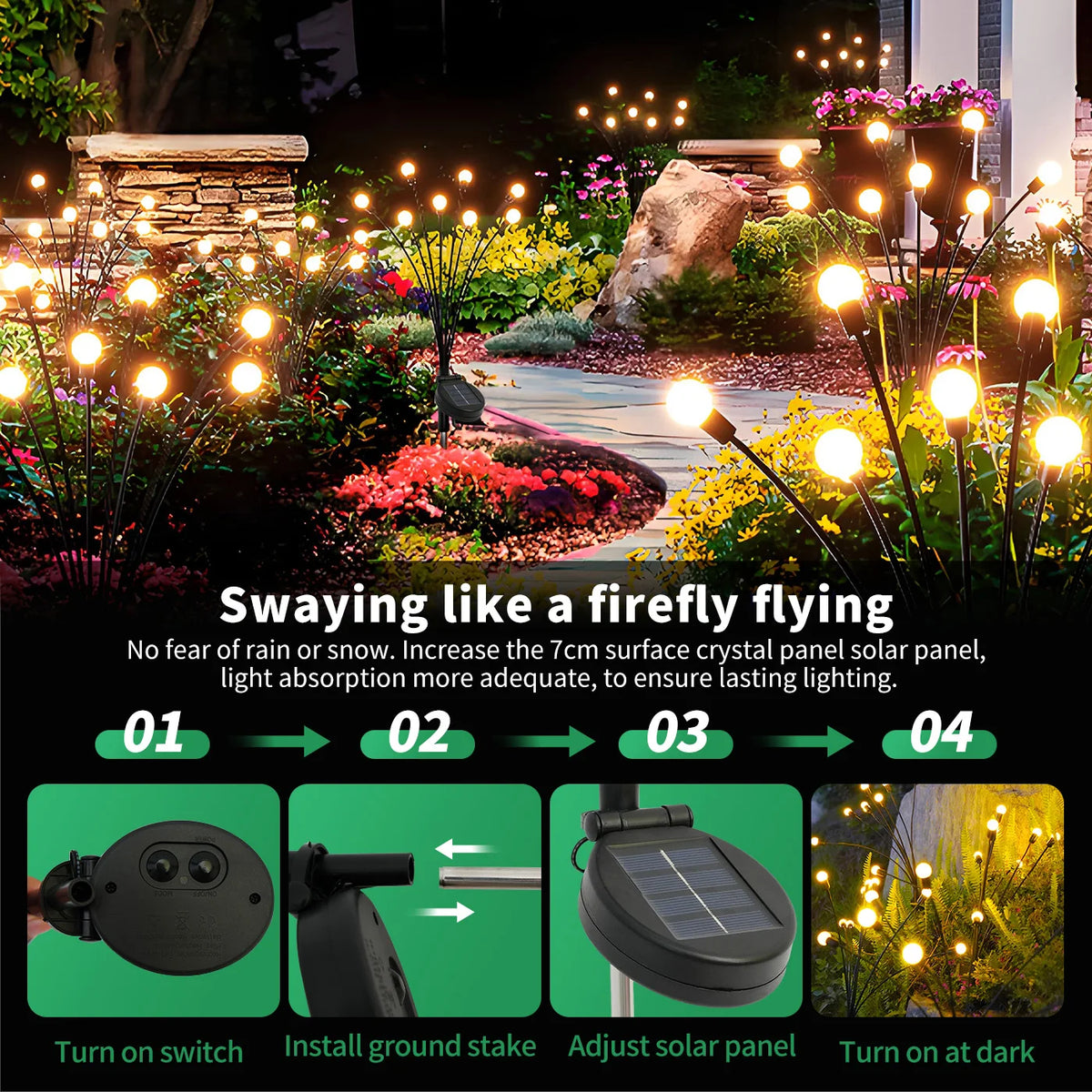 Solar Firefly Garden Lights Outdoor Waterproof Decorative Lighting