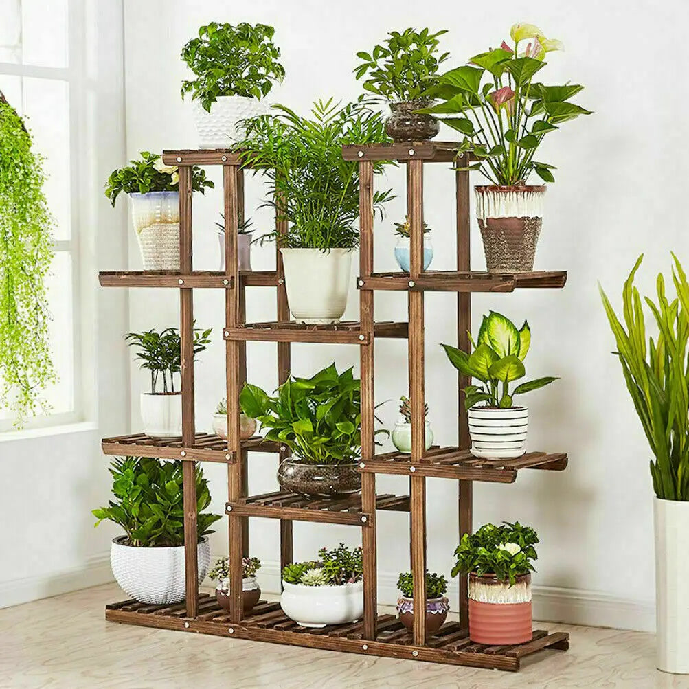 Wisfor Wooden Plant Shelf Flower Pot Stand Indoor Outdoor Multi-Tier