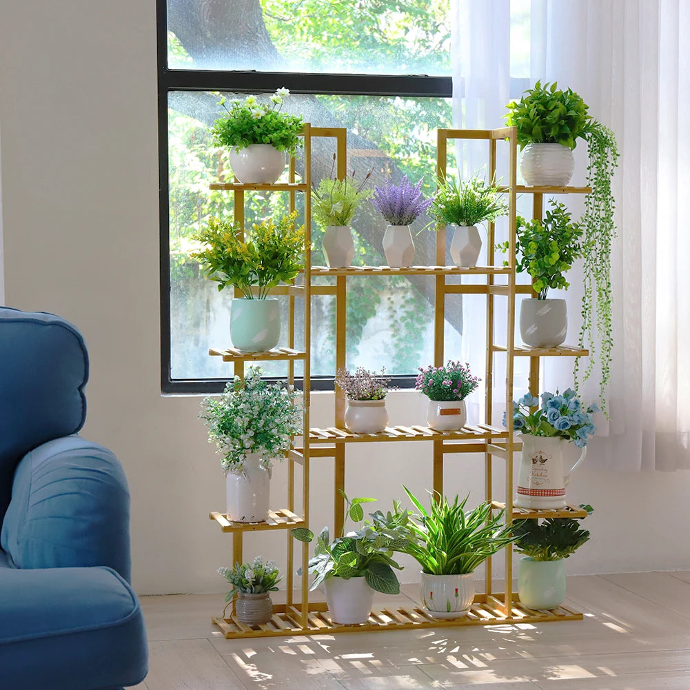 BINGOPAW 9-Tier Bamboo Plant Stand for Indoor Plants