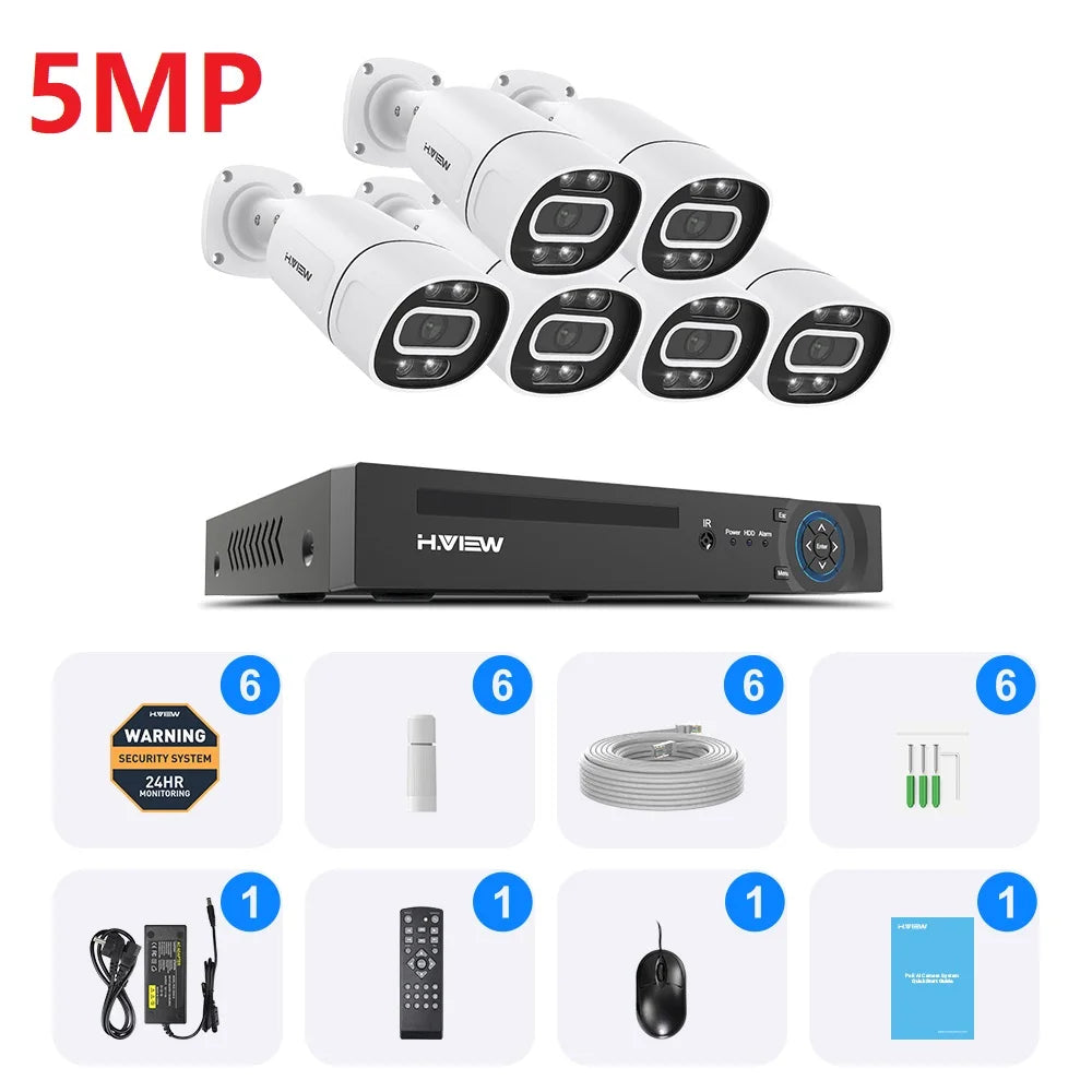 H.VIEW 4K 8CH PoE CCTV Security Camera System With NVR And Xmeye App
