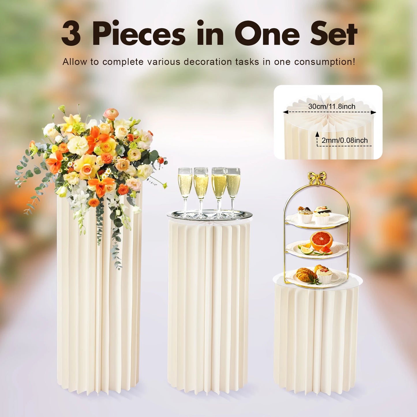 Foldable Cardboard Flower Stands Set for Wedding Centerpieces and Decor