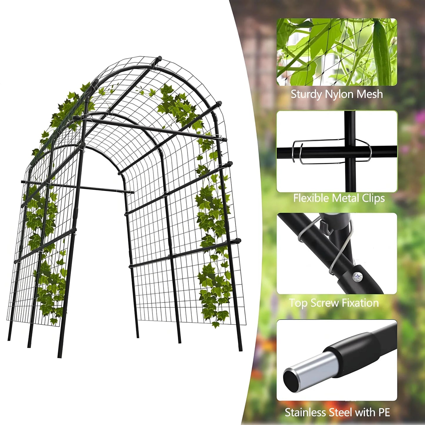 HiMISS Adjustable Garden Arch Trellis For Climbing Plants