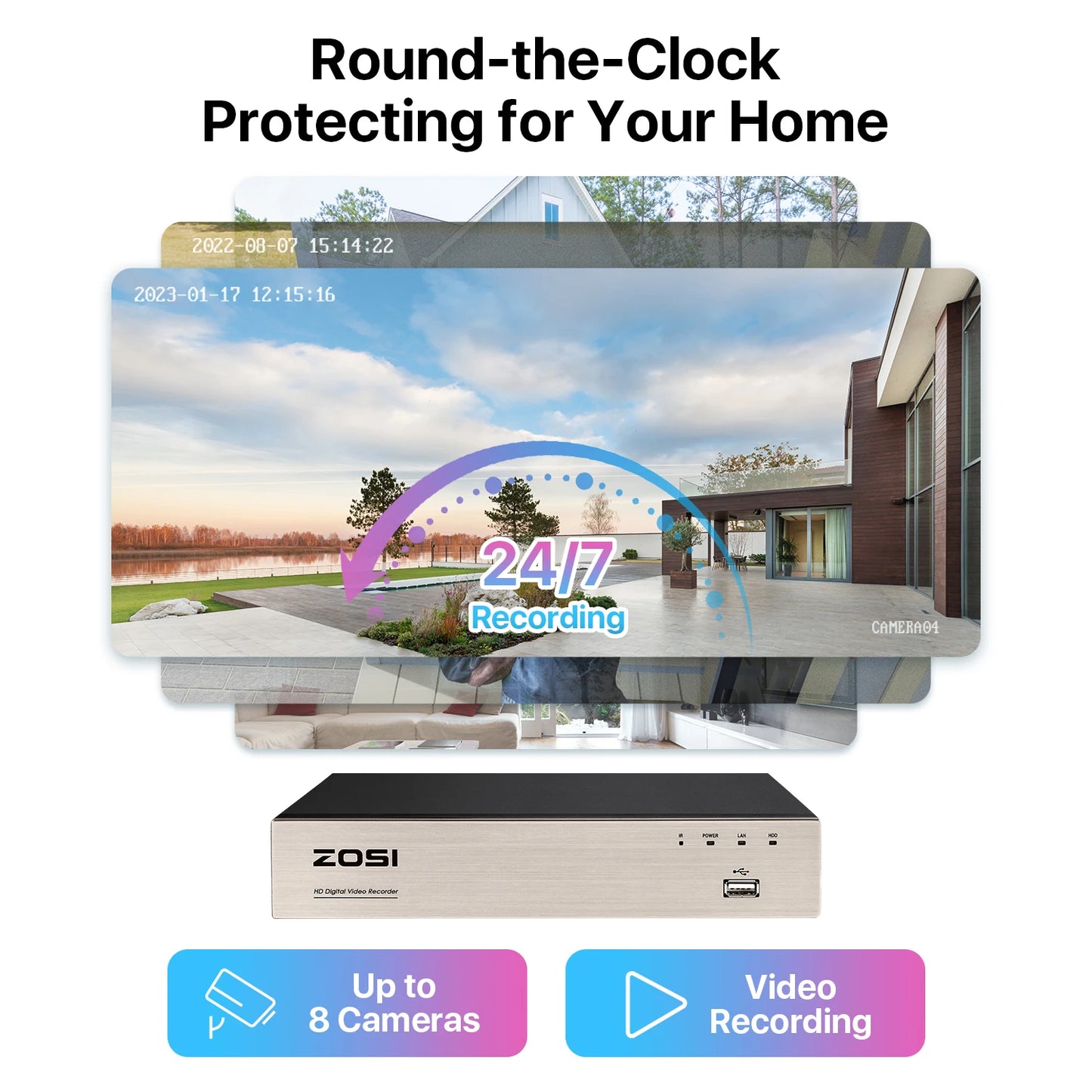 ZOSI 3K Lite Security Camera System AI Vehicle Detection DVR