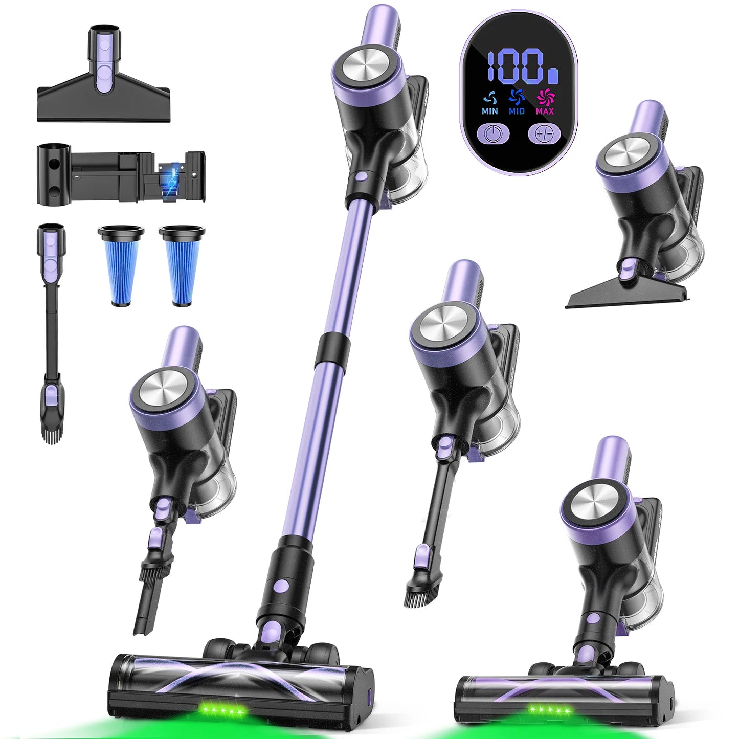 SUXIANGVAC Cordless Vacuum Cleaner 55KPa Suction 55 Minute Run Time