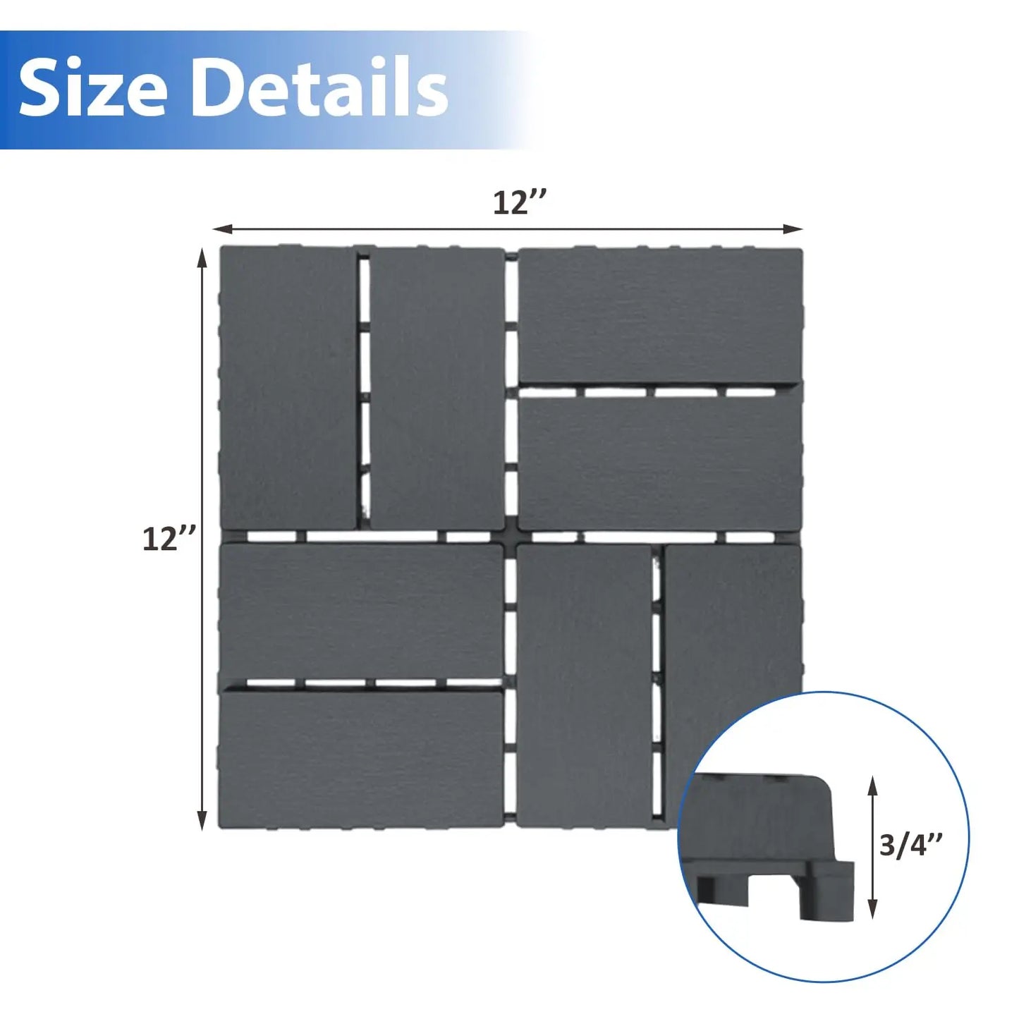 HKXSHS 44 Piece Plastic Interlocking Deck Tiles Outdoors