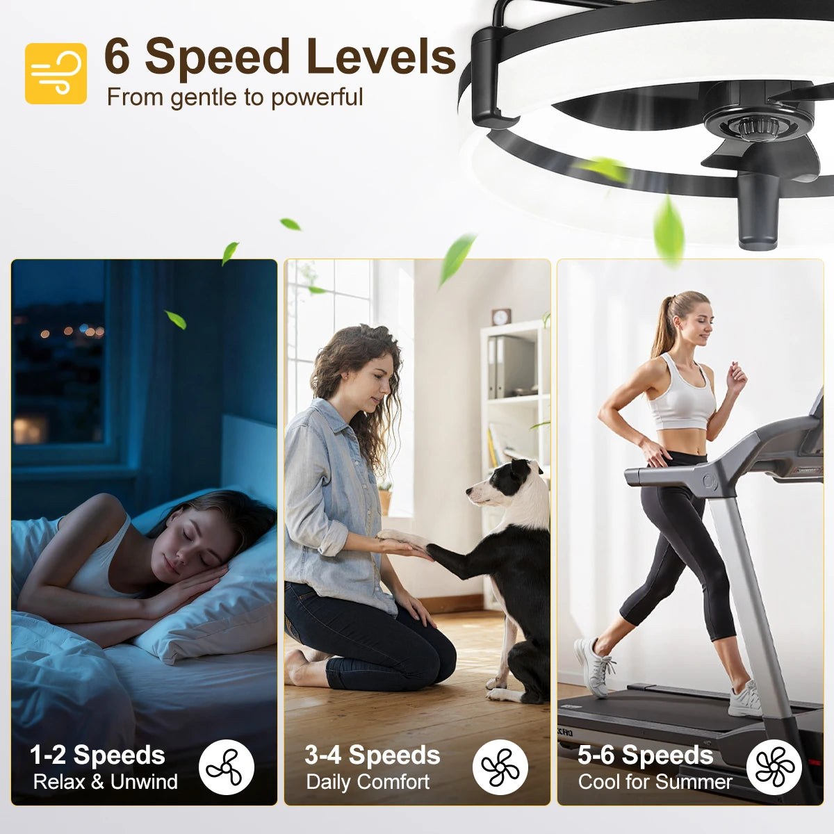 Aiopp Ultra Quiet Round Ceiling Fan Light With Dimmable LED