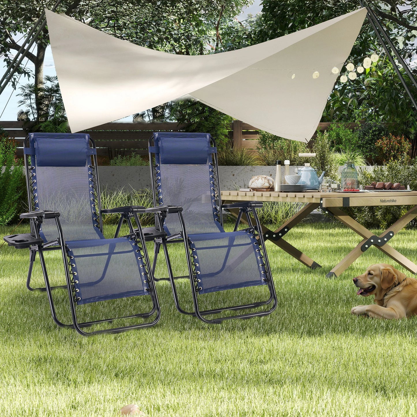 JHK Portable Zero Gravity Recliner Chairs Outdoor Set of 2