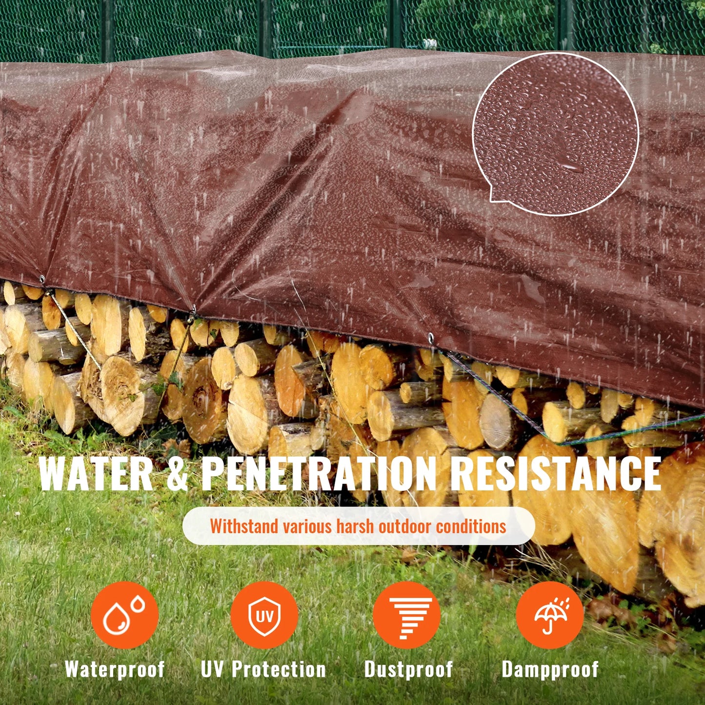 SucceBuy Heavy Duty Tarp Waterproof Poly Tarpaulin With Grommets