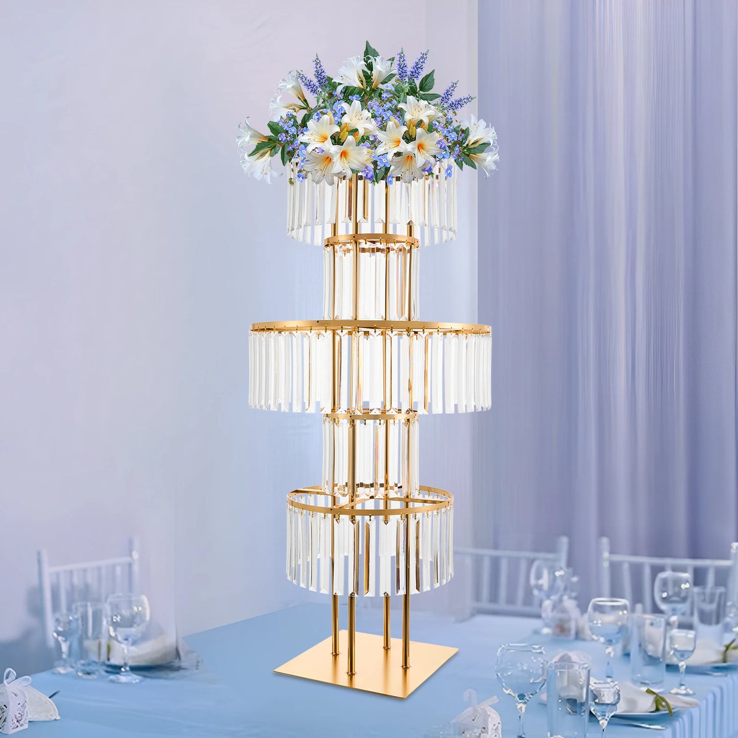 5 Tier Wedding Centerpiece Flower Stand For Acrylic Crystal Display