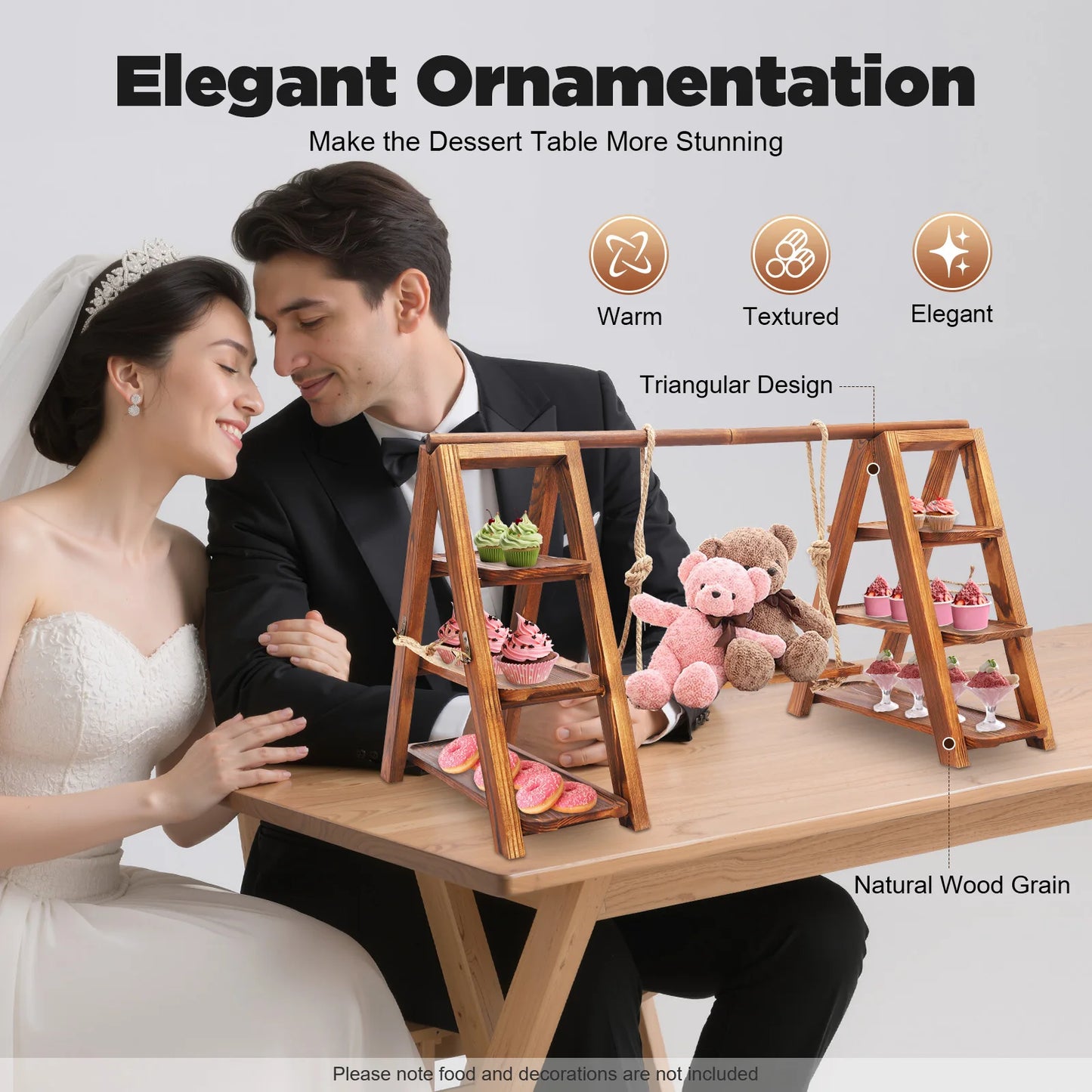 Bymaocar 3 Tier Wooden Cake Stand Dessert Tray For Weddings