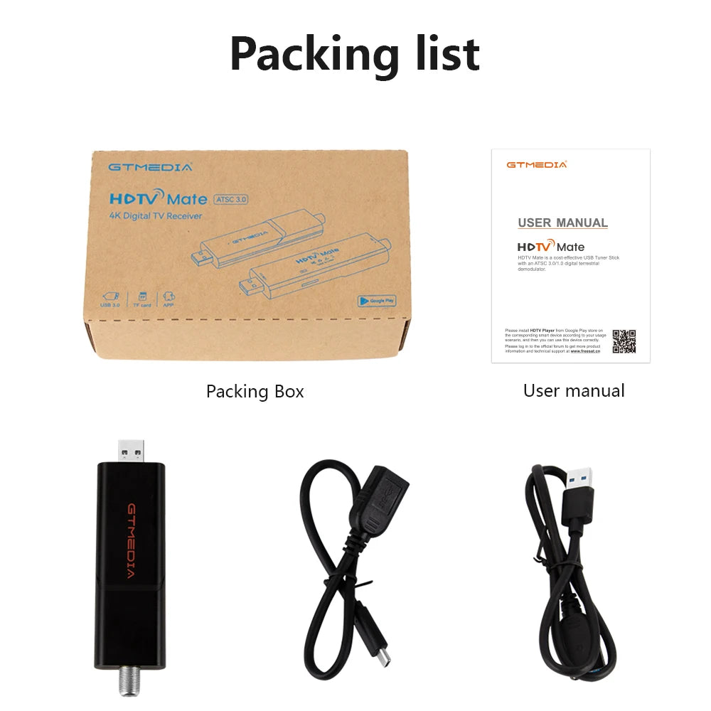 GTMEDIA HDTV Mate USB Tuner Stick ATSC 3.0 Android 9.0