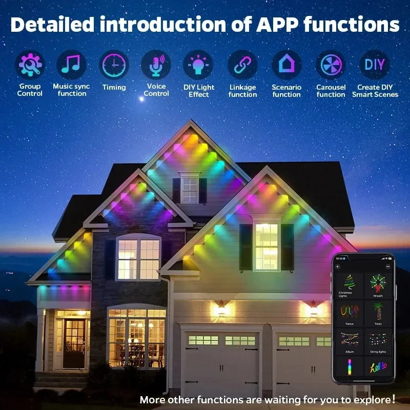MIMIRGB Outdoor LED Light String With Bluetooth App And Scene Modes