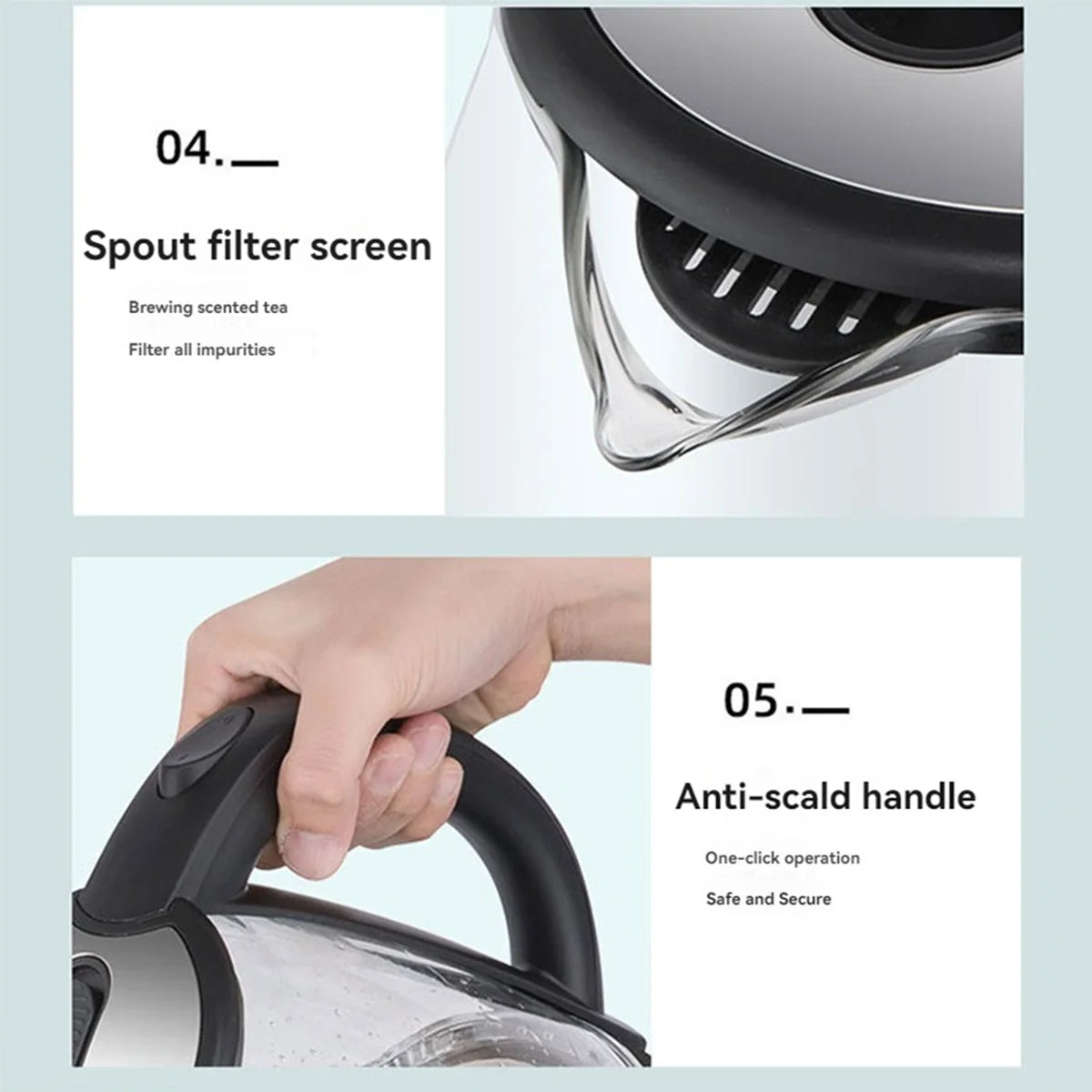 Electric Glass Water Kettle With Auto Shutoff And LED Light