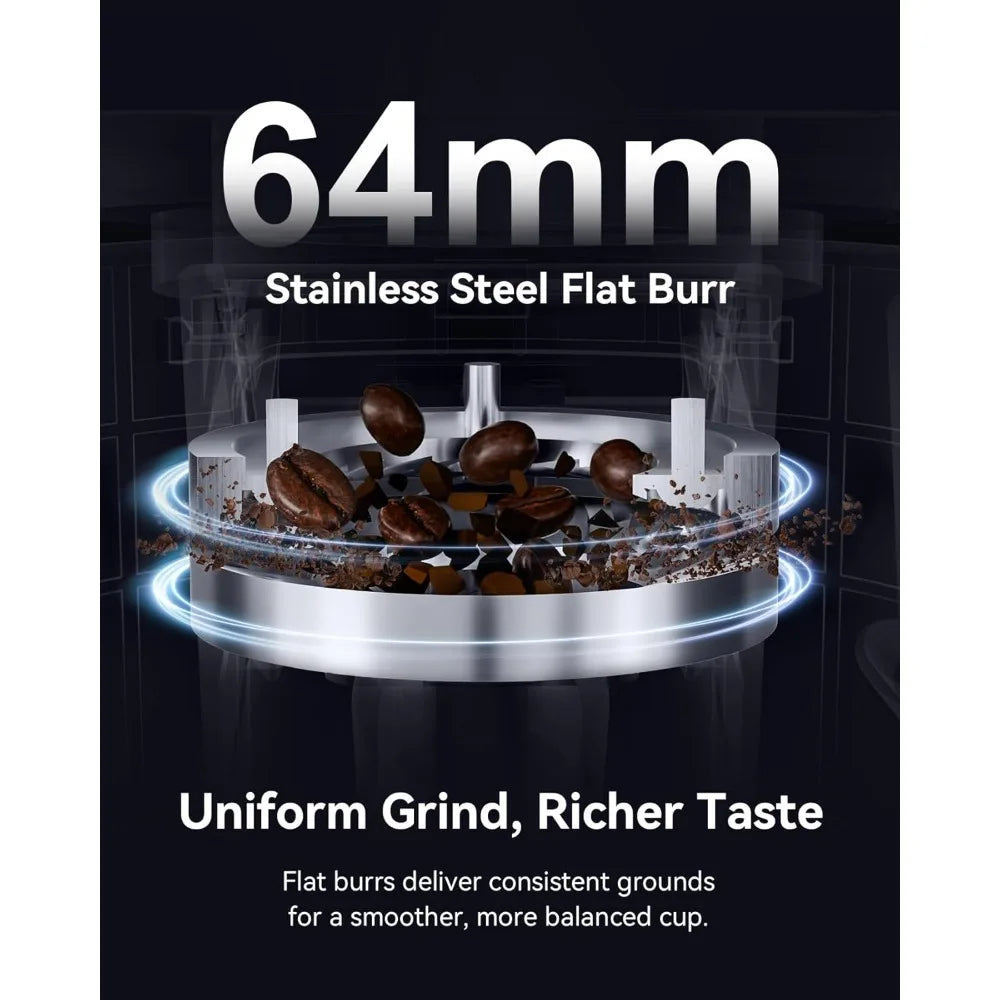 Professional Flat Burr Coffee Grinder With 100 Grind Settings