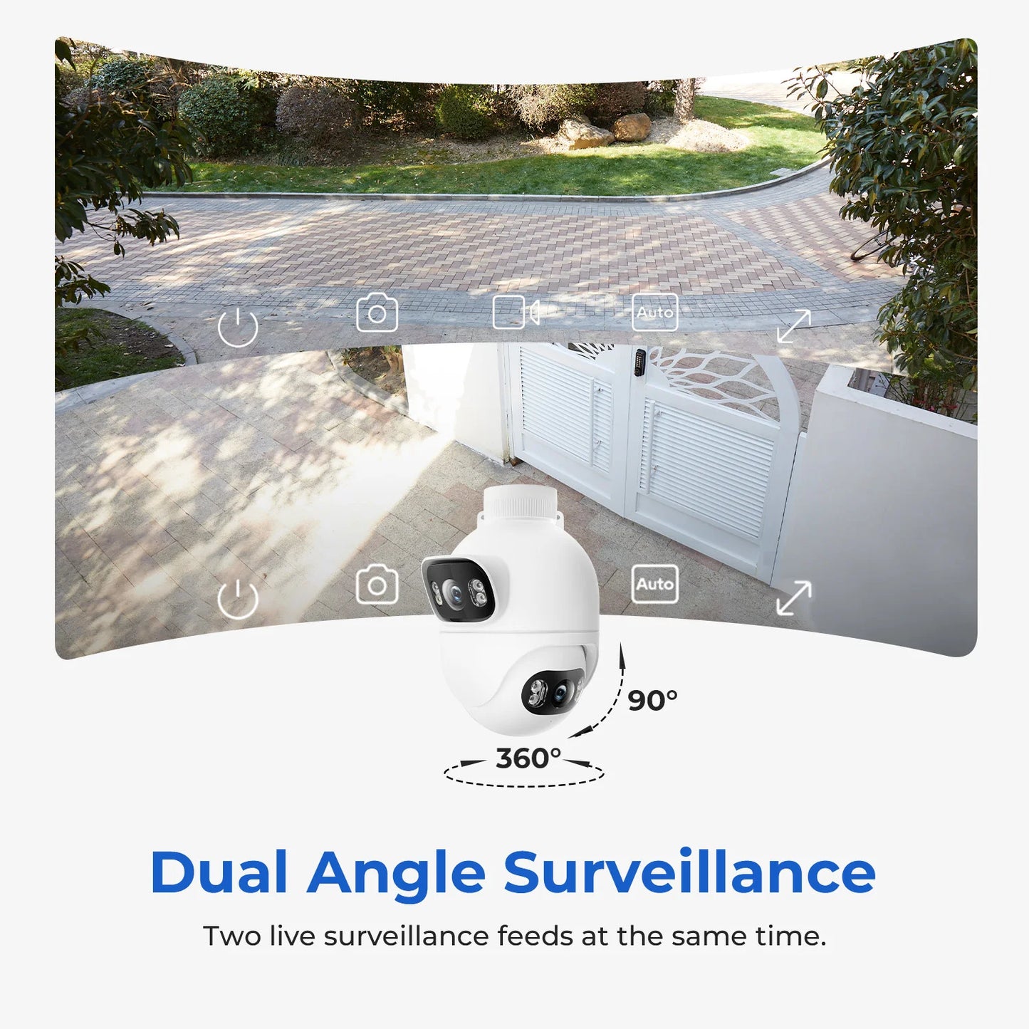 IMILAB Outdoor Surveillance Camera Dual Lens 360° PTZ Camera Colour Night Vision WiFi/LAN 7/24 Work EC6 Dual With MiHome App