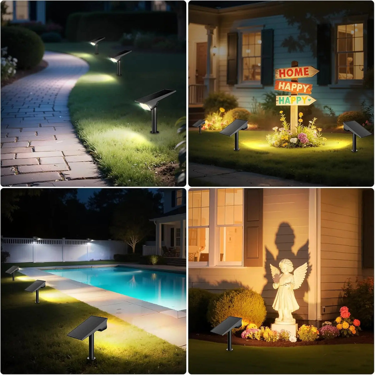 Intelamp Solar Spotlights Outdoor Garden Landscape Pathway Lighting