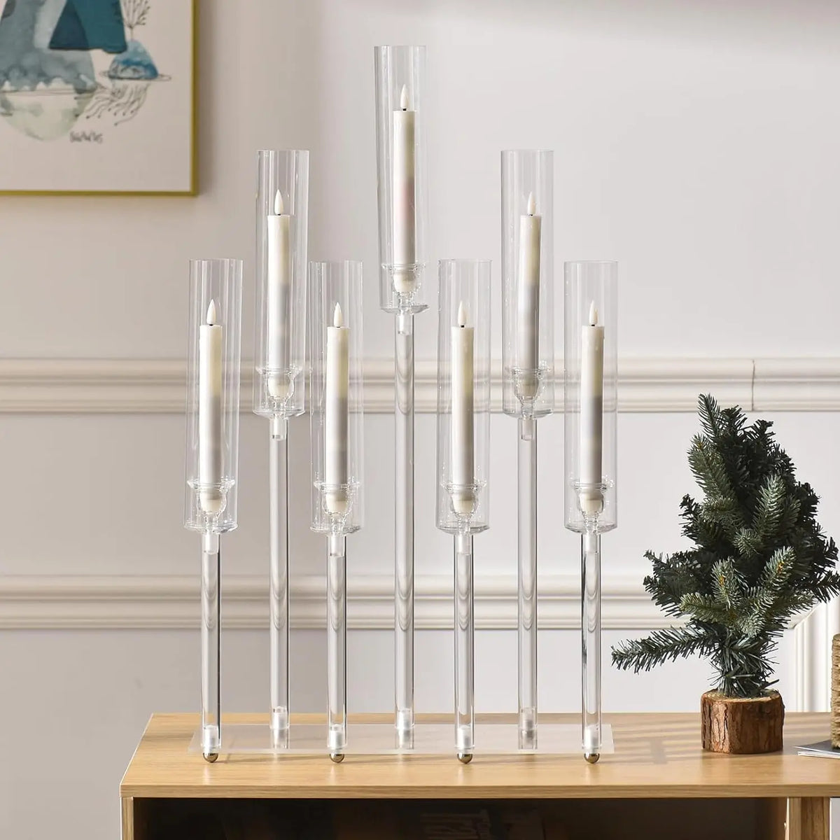 VINCIGANT 7 Arm Acrylic Candelabra For Wedding Party Decor
