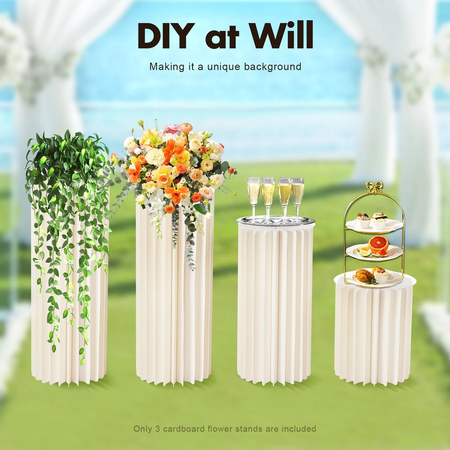 Foldable Cardboard Flower Stands Set for Wedding Centerpieces and Decor