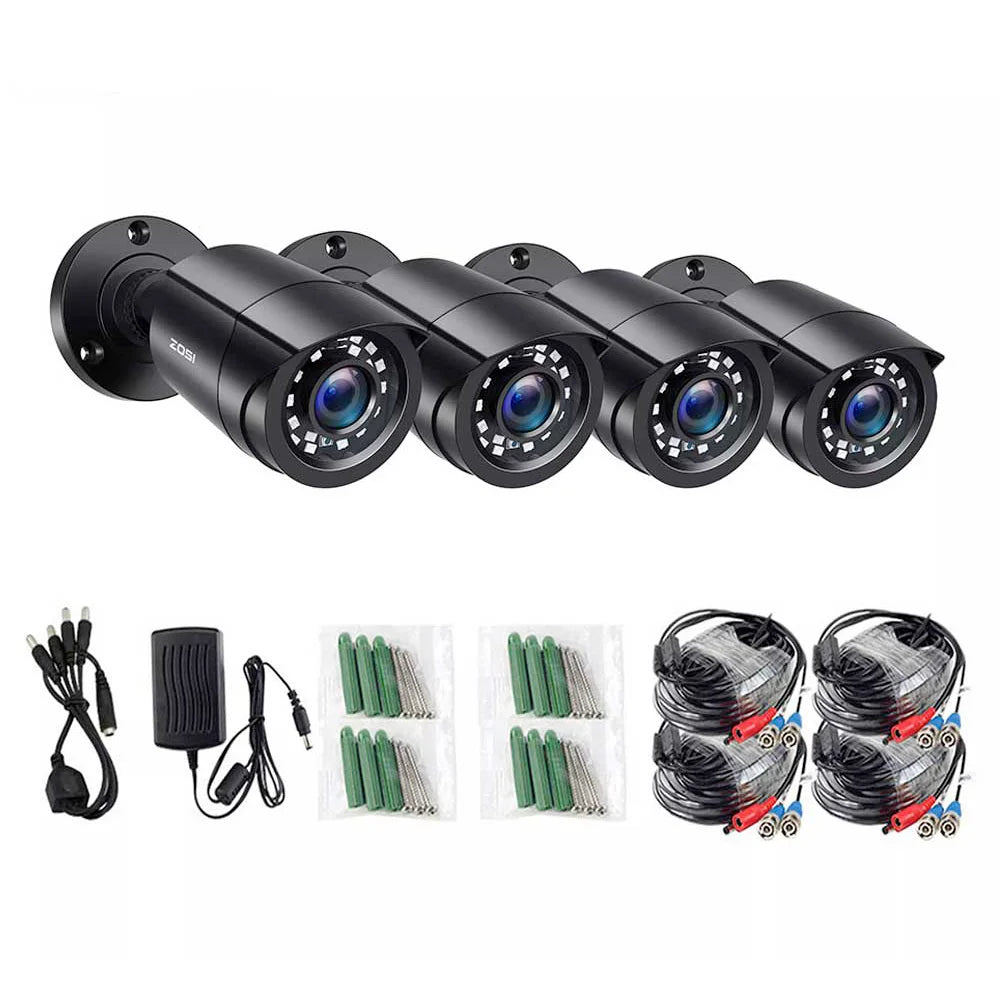 ZOSI 1080P 4 Pack HD TVI Security Cameras Outdoor Weatherproof