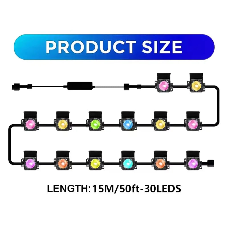 Smart Permanent Outdoor Waterproof Led Light String With App Control
