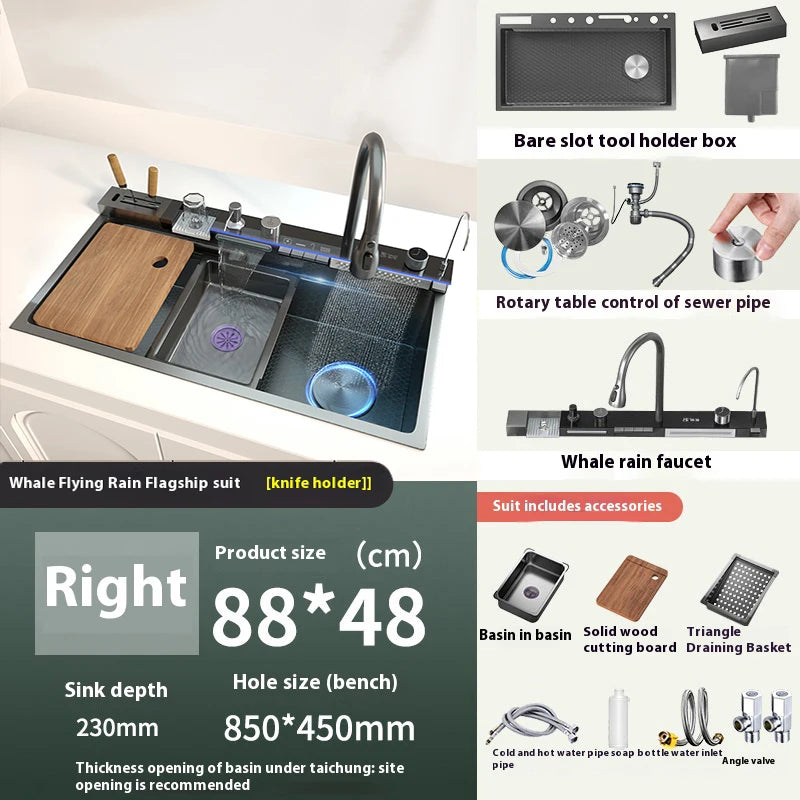 Telisiya Stainless Steel Single Bowl Kitchen Sink With Digital Display