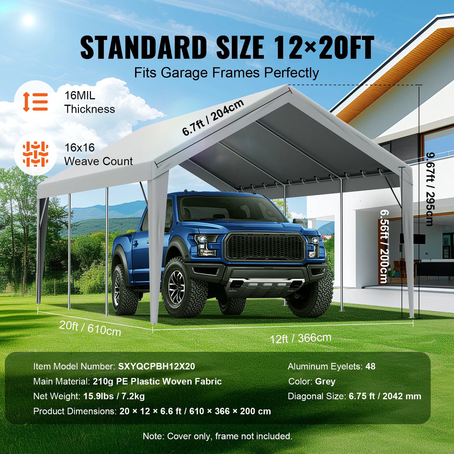 Carport Replacement Canopy Cover Garage Shelter Heavy Duty Waterproof UV