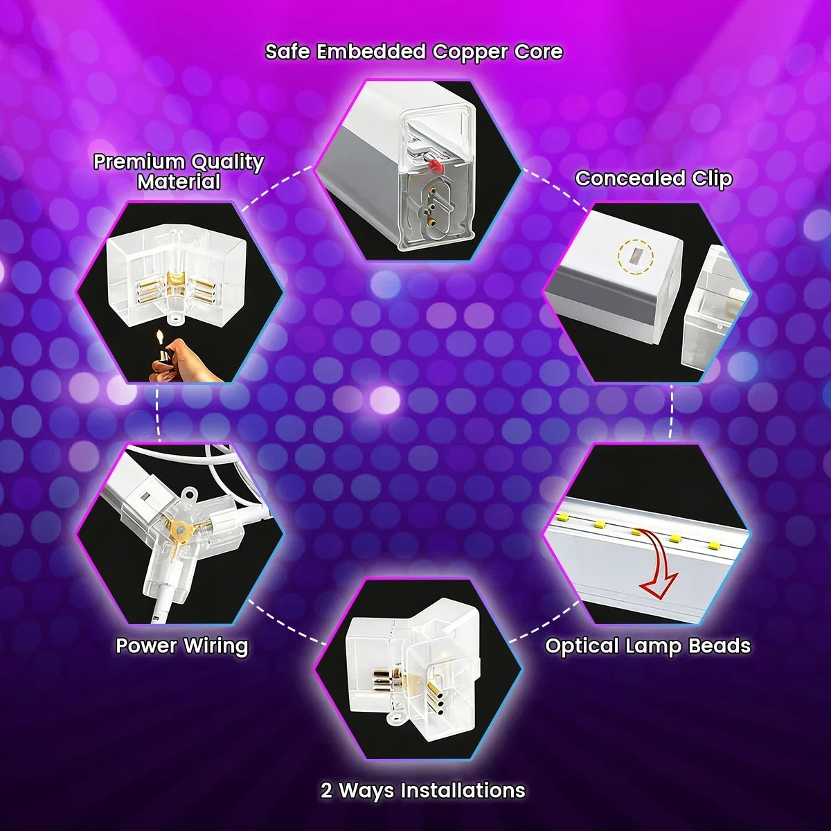 VASTFIRE Smart Hexagonal RGB Ambient Tube Light With App Control