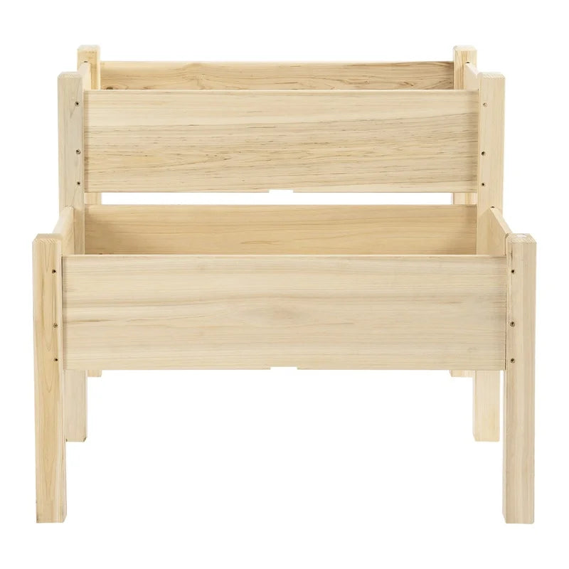 Two Tier Raised Wood Garden Bed for Vegetables and Herbs