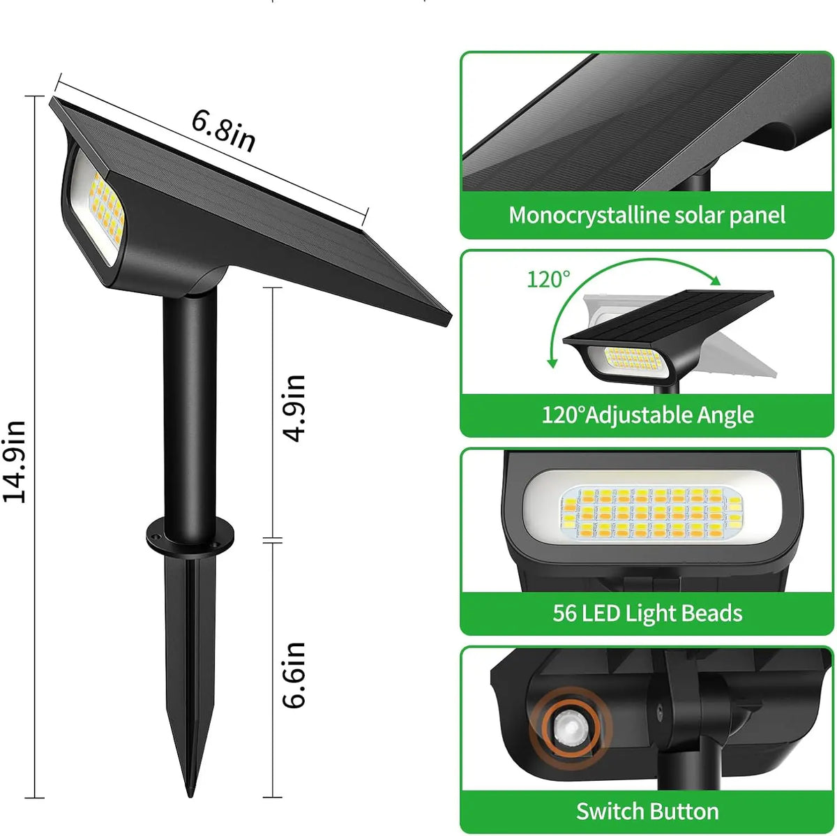 Intelamp Solar Spotlights Outdoor Garden Landscape Pathway Lighting