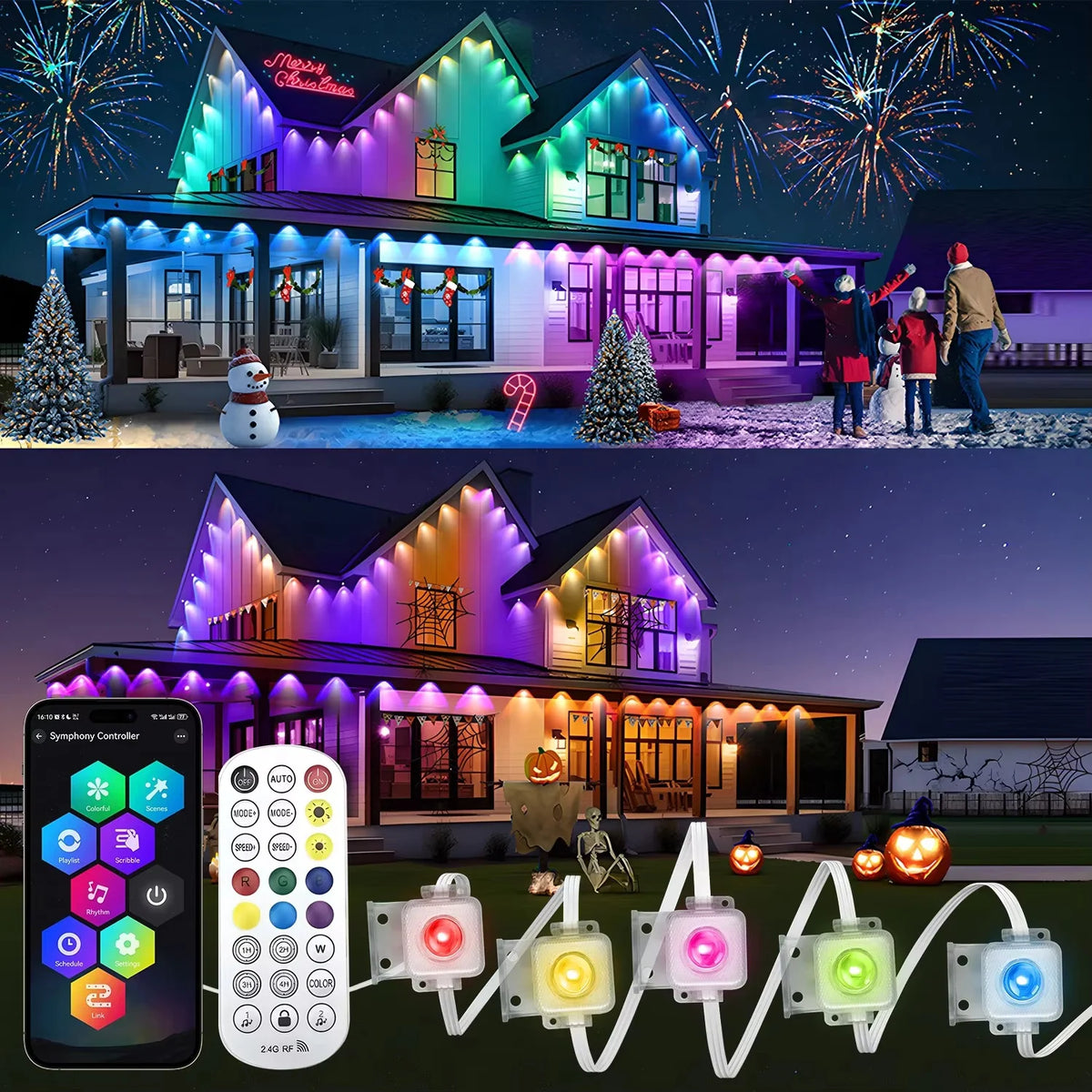 Smart Permanent Outdoor Waterproof Led Light String With App Control