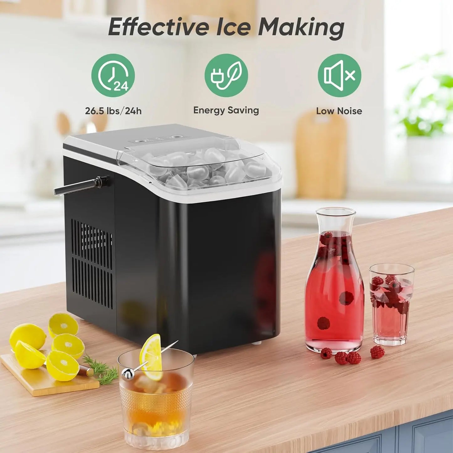Portable Countertop Ice Maker For Home Kitchen RV Camping Self-Cleaning