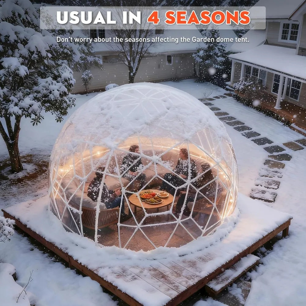 12 X 7.2 Ft Garden Dome Tent, Outdoor TPU Greenhouse, Accommodates 4-8 People, Waterproof Transparent Dome Tent