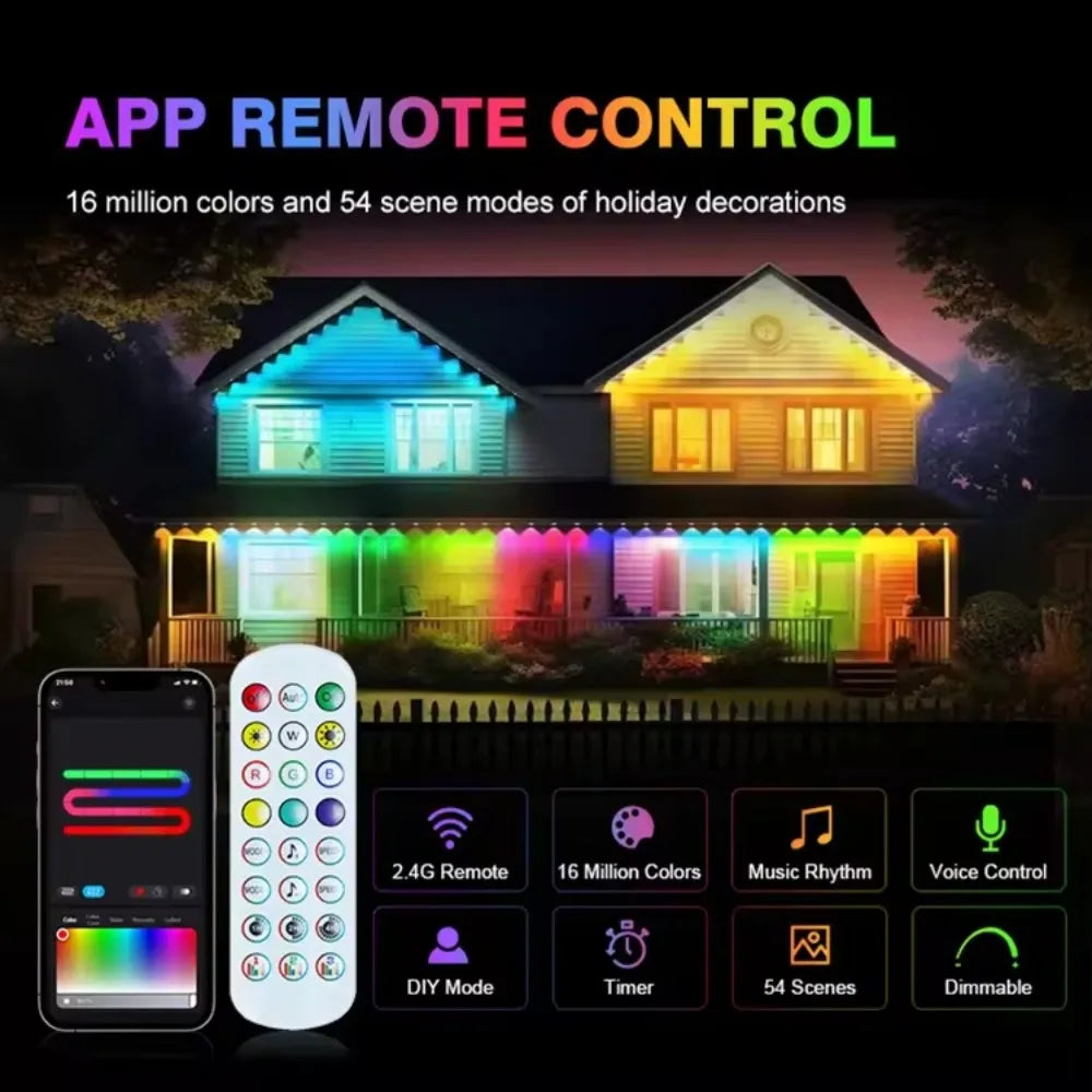 MIMIRGB Smart Outdoor Lights IP67 Waterproof Eaves String Music Sync