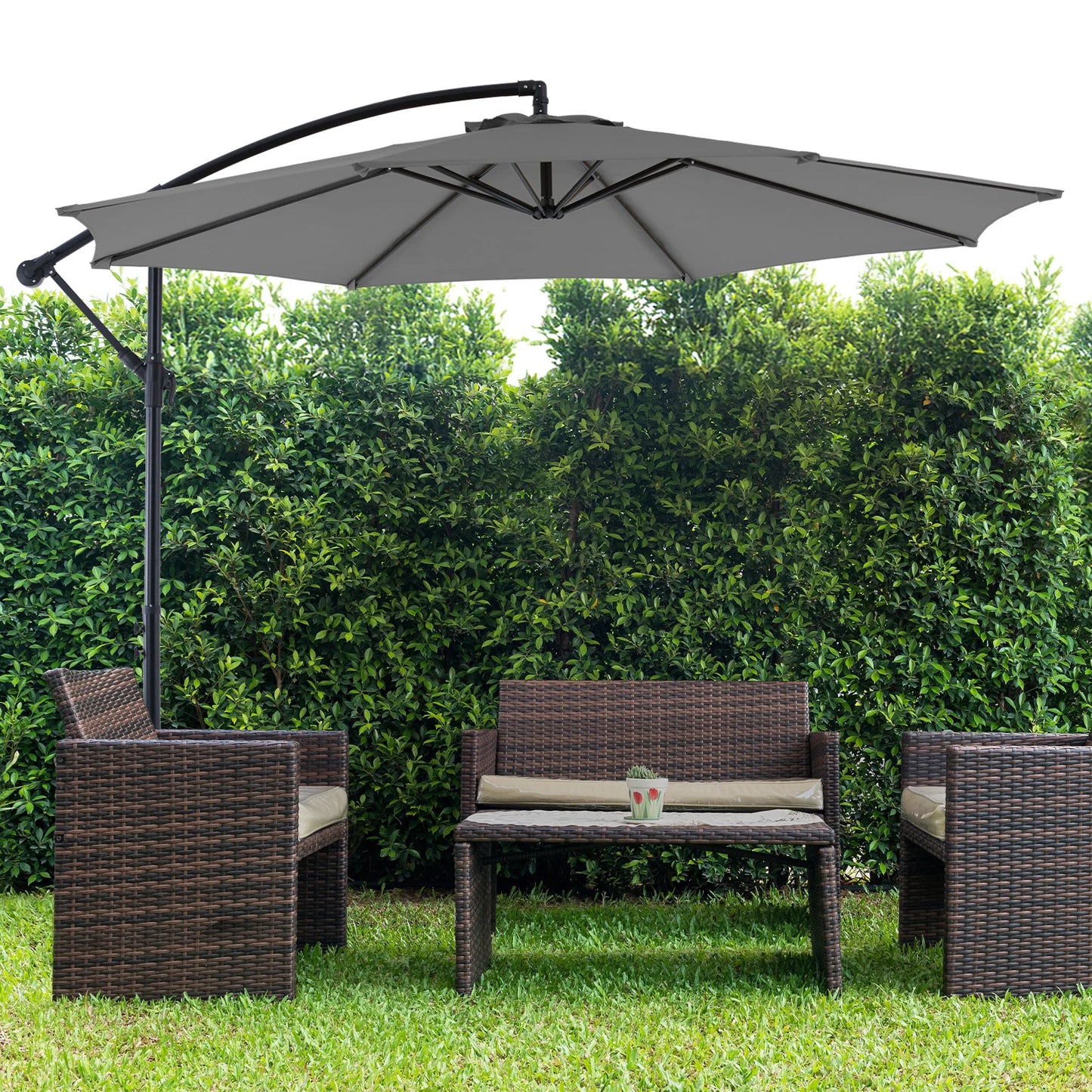 JHK Outdoor Cantilever Patio Umbrella With Tilt Adjustment And UV Protection
