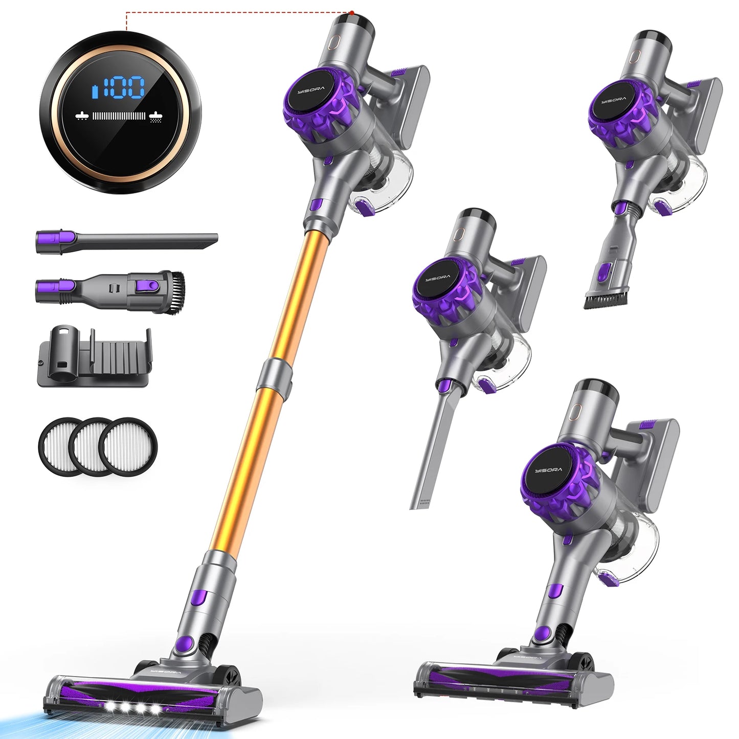 INSE YISORA Cordless Vacuum Cleaner 40KPa Suction 55 Minutes Runtime
