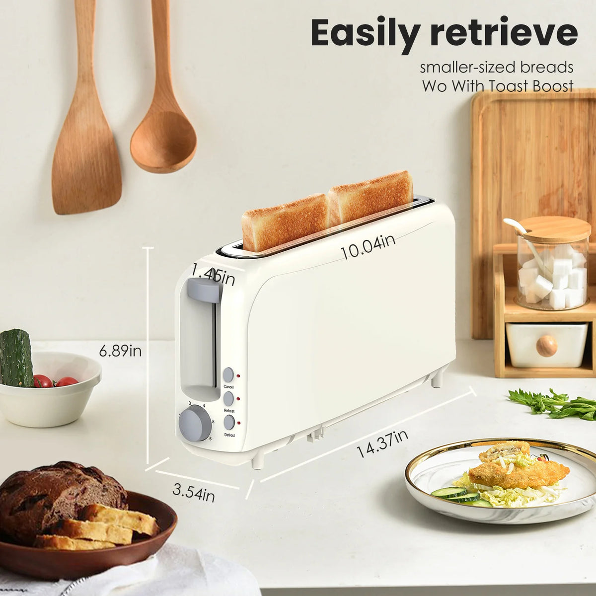 Premium Electric Toaster With Defrost And Reheat Functions