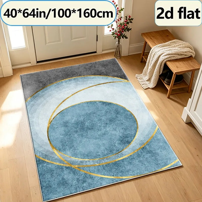 Abstract Gold Foil Pattern Area Rug For Modern Living Rooms