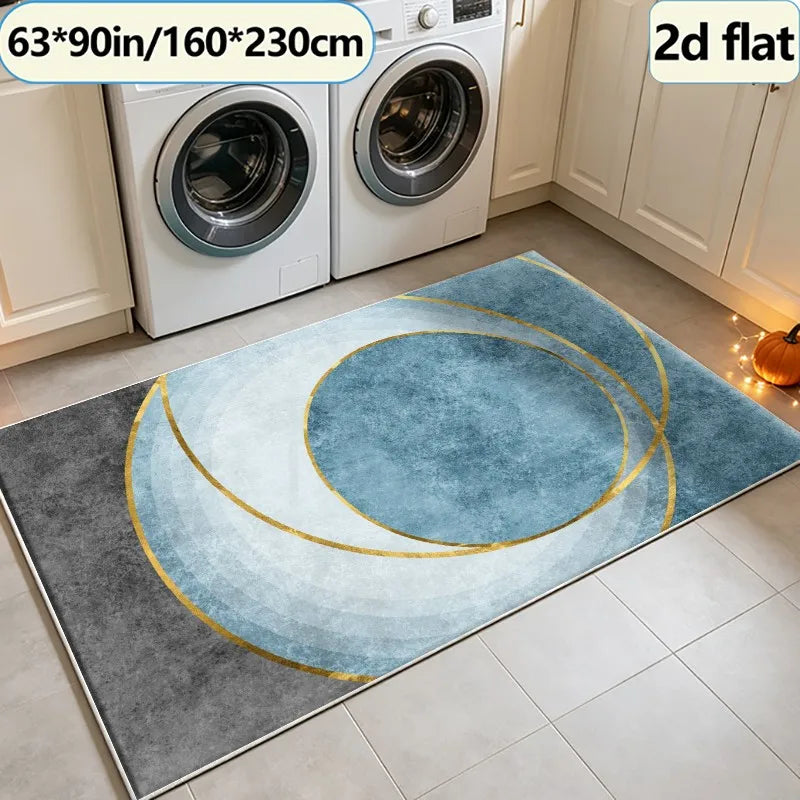 Abstract Gold Foil Pattern Area Rug For Modern Living Rooms