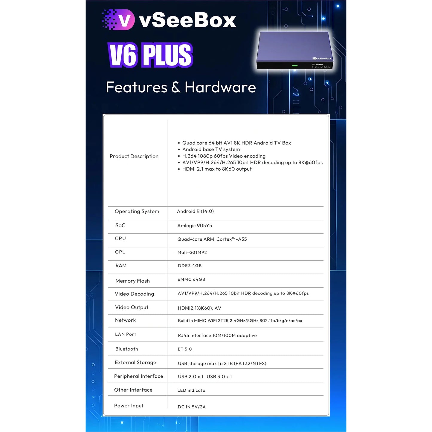 V6 Plus Android TV Box With Voice Control And Streaming