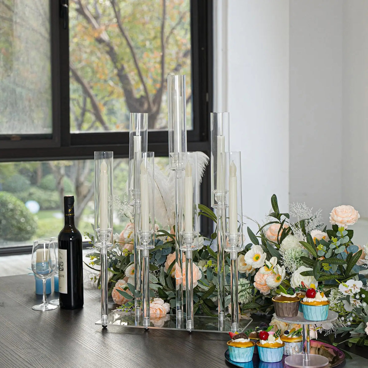 VINCIGANT 7 Arm Acrylic Candelabra For Wedding Party Decor