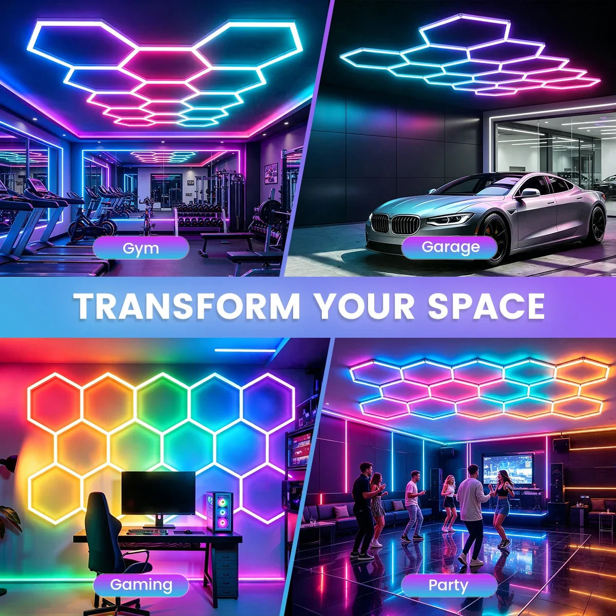 VASTFIRE Smart Hexagonal RGB Ambient Tube Light With App Control