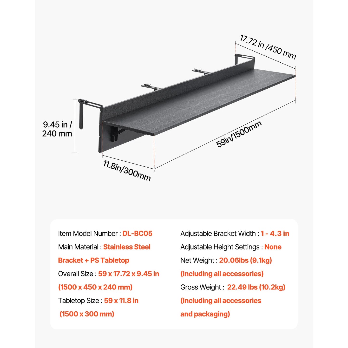 SucceBuy Balcony Hanging Table Folding Railing Table For Outdoor Patio