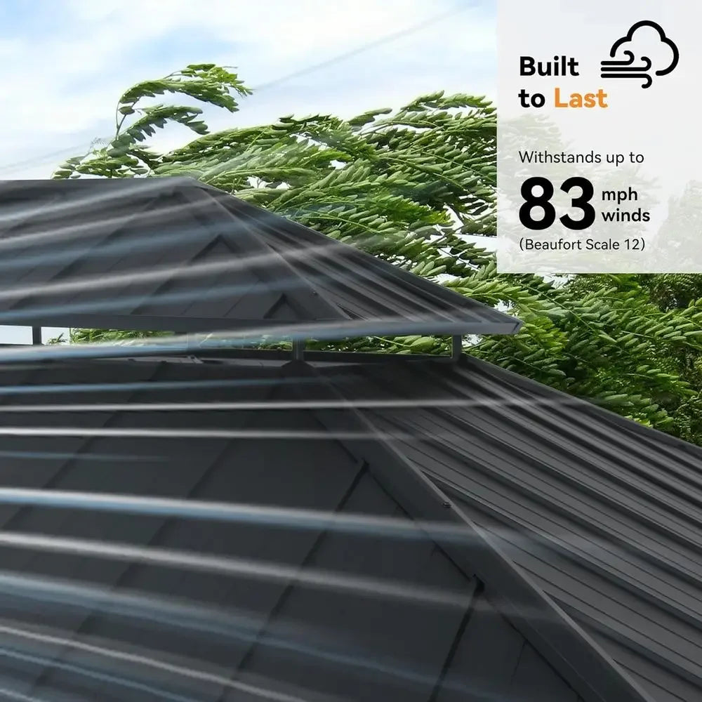 Wood Gazebo With Permanent Hardtop Pavilion