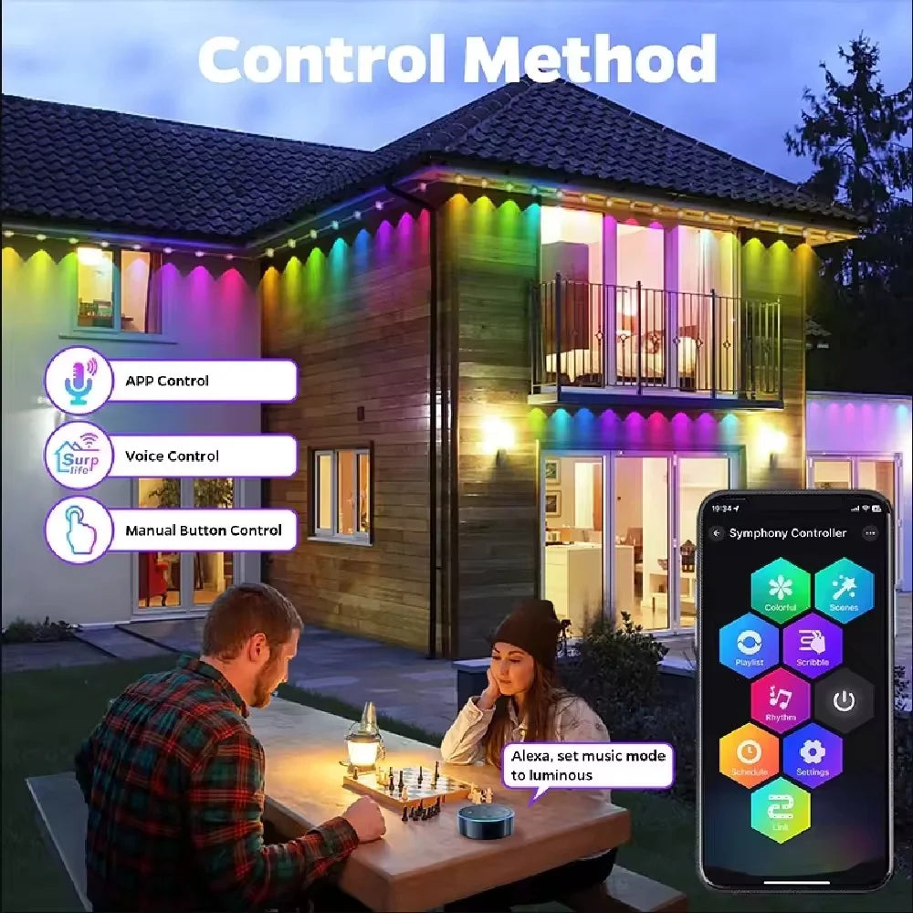 Smart Permanent Outdoor Waterproof Led Light String With App Control