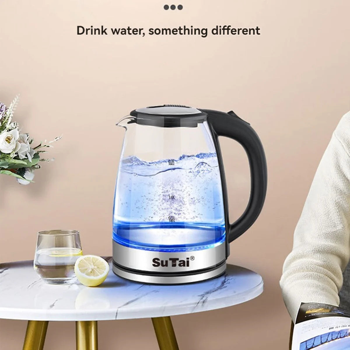 Electric Glass Water Kettle With Auto Shutoff And LED Light